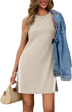 Isolde Women's Sleeveless A-Line Knee-Length Dress with Side Slits & Stretch Fabric
