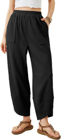 Gareth Women's Wide-Leg Palazzo Trousers – Smocked Waist, Curved Hem & Side Slip Pockets
