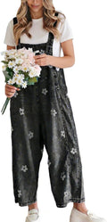 Malcolm Women's Floral Denim Overalls – Wide Leg, Adjustable Straps & Multiple Handy Pockets