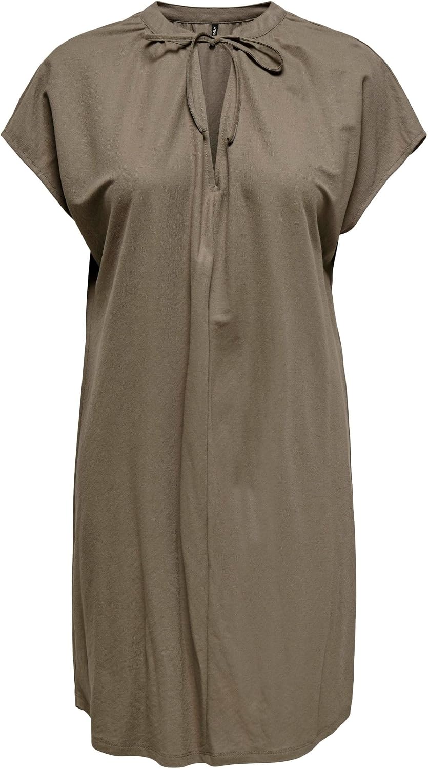Maëlle Women's Tie-Neck Shift Midi Dress with Cap Sleeves