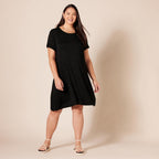 Roseline Women's Short Sleeve A-Line Swing Dress with Crew Neck