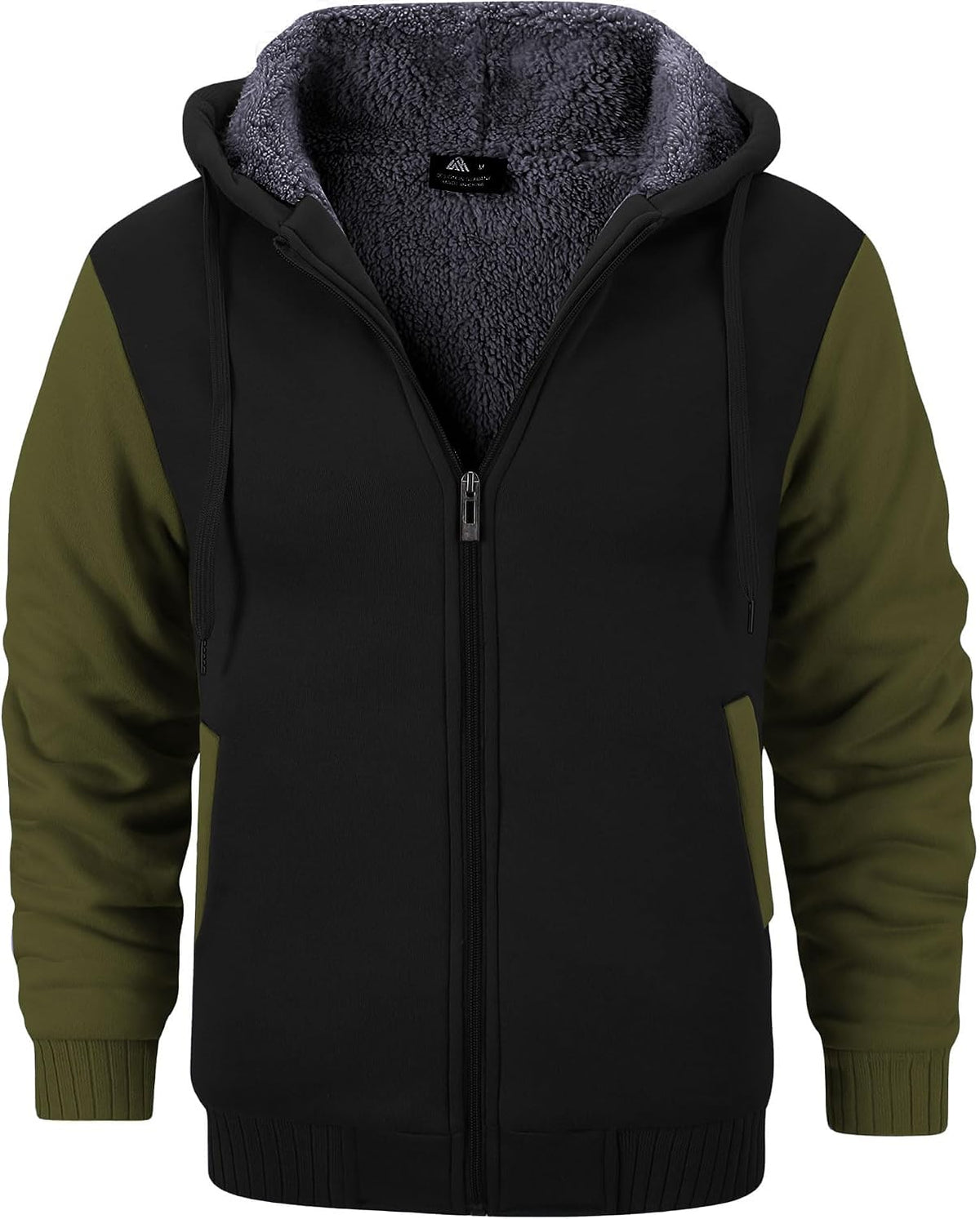 Olivia Men's Fleece-Lined Zip Hoodie – Colour Block, Full-Length Zipper & Side Slip Pockets