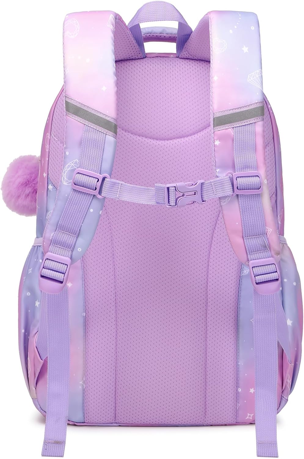 Klara Girls 21.8L Pastel School Backpack with 15-Inch Laptop Sleeve and Pom-Pom Charm