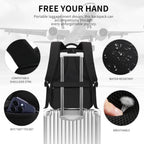 Jasper 30L Black Laptop Backpack with Anti-Theft Pocket and Padded Travel Straps