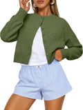 Brandon Women's Cropped Knit Cardigan – Dropped-Shoulder Design, Boxy Fit & Plush Knit