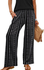 Evelyn - Bohemian Print Wide Leg Palazzo Pants with Elastic Waist and Side Pockets