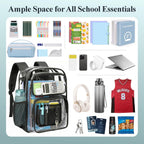 Isolde 17-Inch Heavy-Duty Clear School Backpack with Padded Straps and Laptop Fit