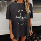Odette - Oversized Vintage Graphic Cotton Blend T-Shirt Casual Summer Loose Fit Tee