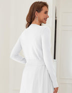 Quinn - Cropped Button Front Knit Cardigan Bolero for Women Long Sleeve Lightweight