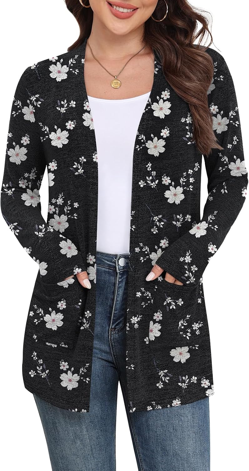 Marielle Lightweight Open-Front Long Cardigan with Pockets for Everyday Layering