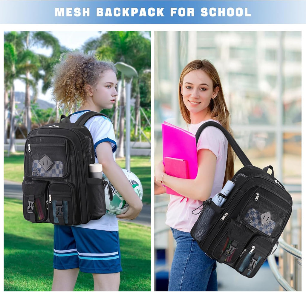 Rosalie 17-Inch Heavy-Duty Mesh School Backpack with Padded Straps and Multiple Pockets