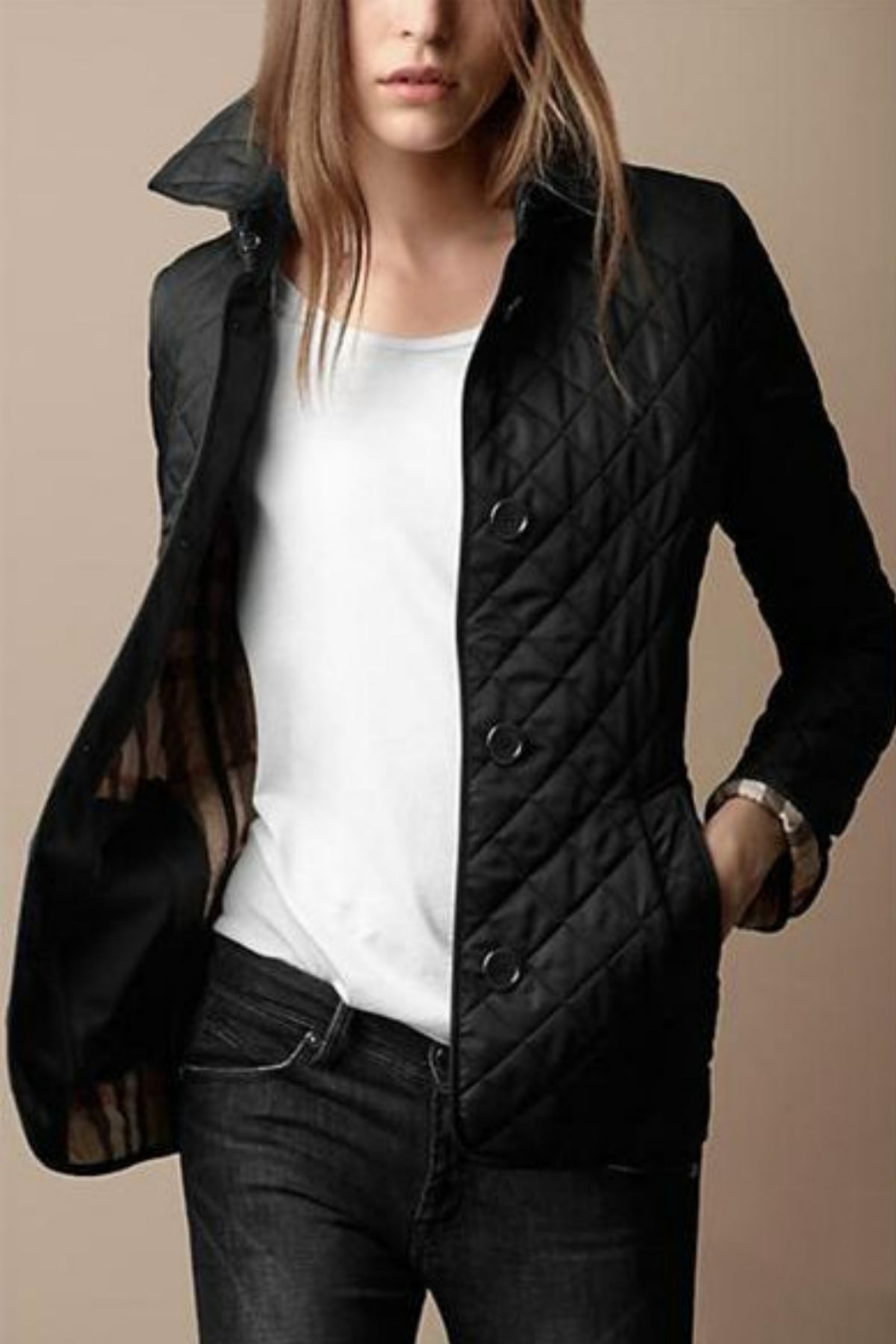 Elodie Women's Quilted Jacket – Tailored Lightweight Button-Front Jacket