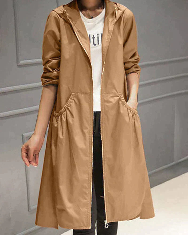 Millie Women’s Long Rain Coat – Waterproof Breathable Jacket with Elegant Fit