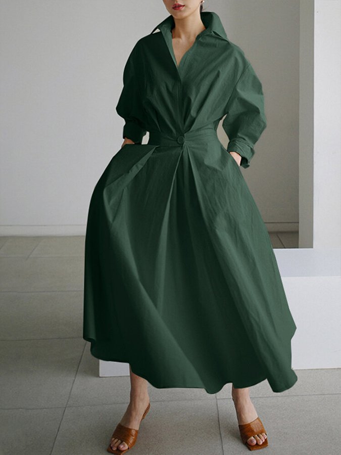 Mireya Women's Buttoned Midi Dress – Lightweight Flattering Dress with Timeless Style