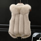 Marlowe Women's Faux Fur Vest with Oversized Lapel Collar & Adjustable Waist