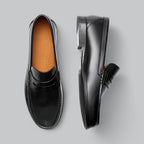 Hugo Men's Leather Loafers – Slip-On Dress Shoes with Rubber Sole