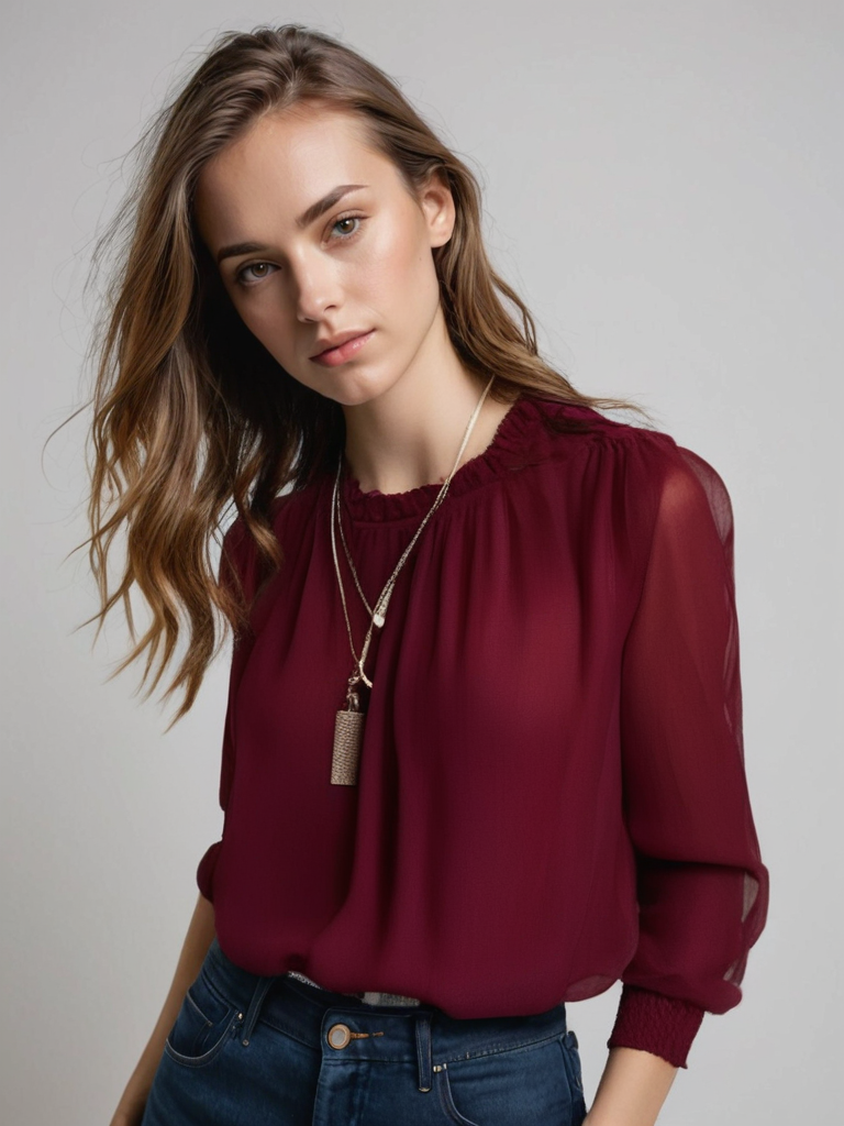 Sophie Women’s Long Sleeve Blouse – Elegant Casual Top in Soft Stretch Fabric