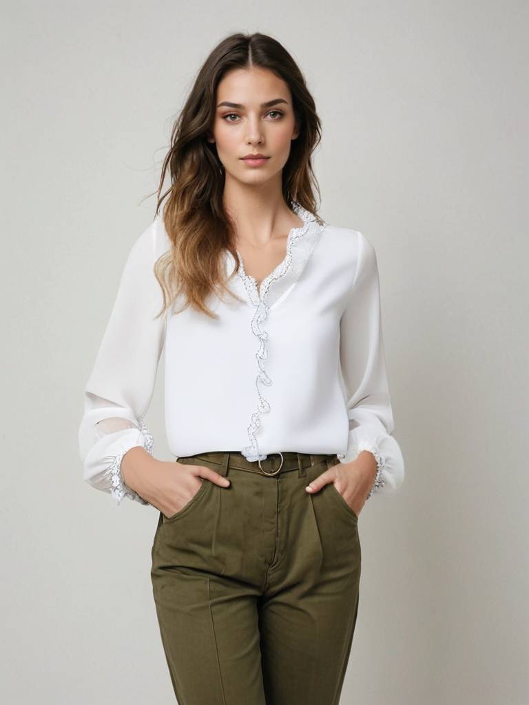 Sophie Women’s Long Sleeve Blouse – Elegant Casual Top in Soft Stretch Fabric