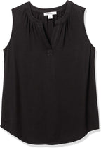 Kaelani Printed Sleeveless V-Neck Popover Shirt in Lightweight Flowy Twill Fabric