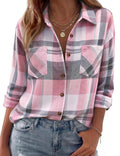 Yvonne Women's Plaid Flannel Shirt – Loose Silhouette, Front Handy Chest Pockets & Button-Up Front
