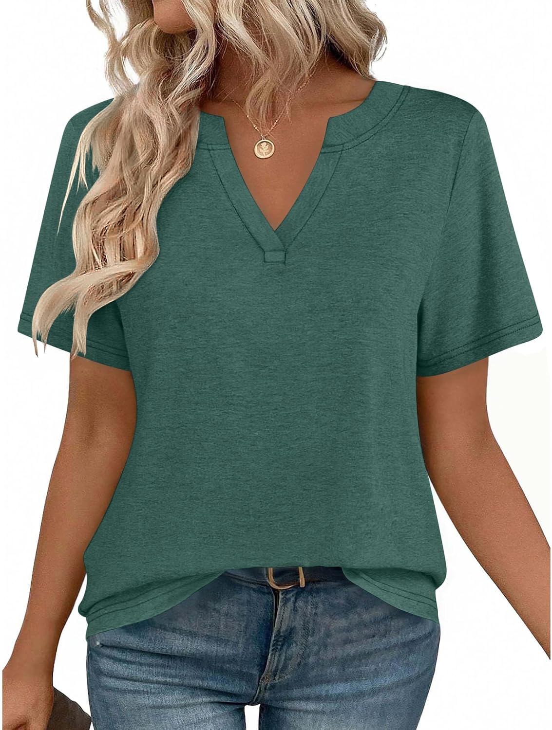 Odeline Women's High-Low V-Neck Blouse with Flutter Short Sleeves