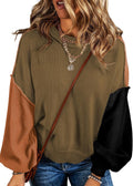 Roland Women's Colourblock Sweater – Bishop Sleeves, Round Neckline & Cotton Knit