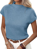 Samuel Women's Knit Sweater Vest – Mock Neck, Cap Sleeves & Solid Colour Design