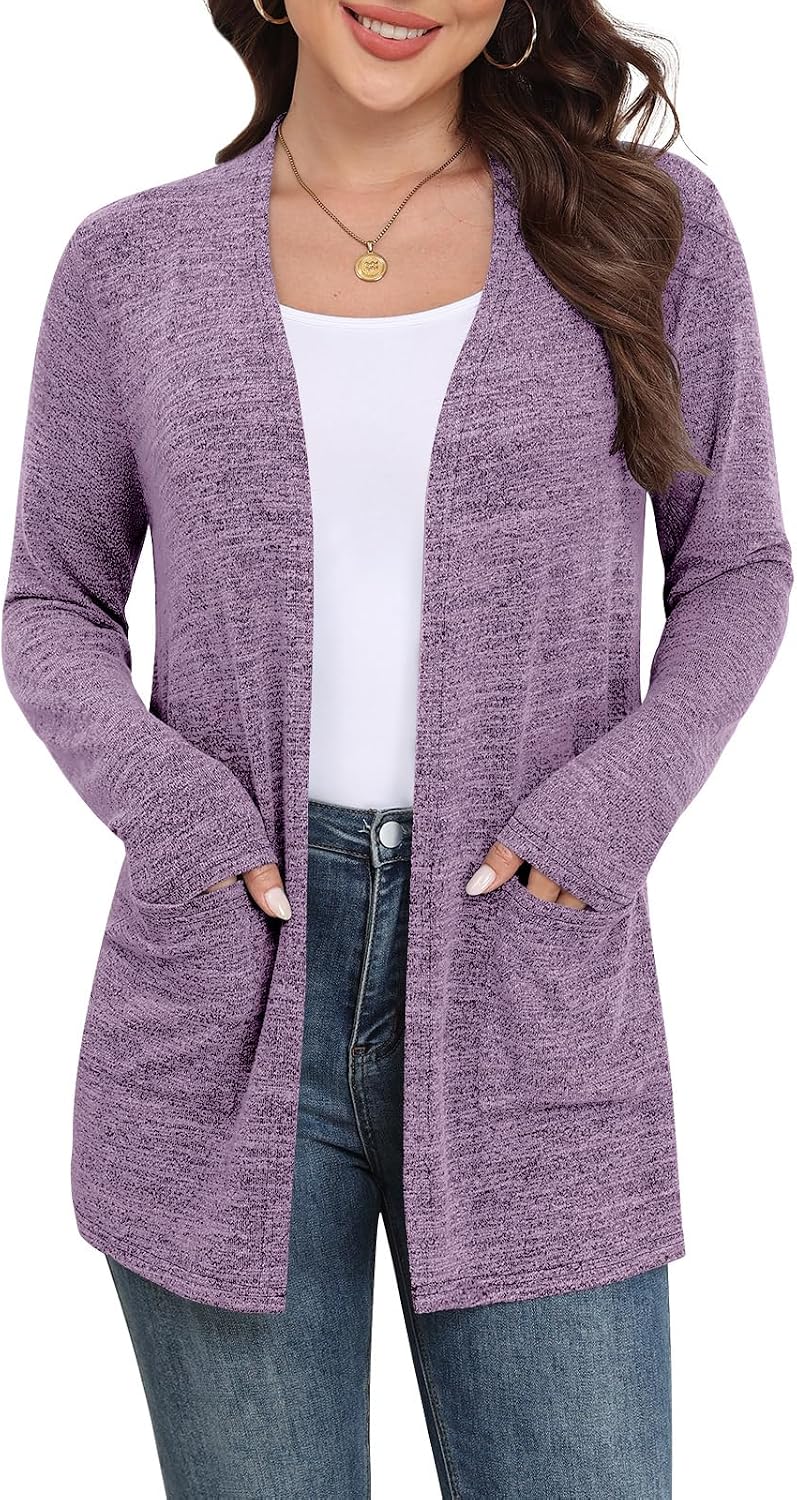 Marielle Lightweight Open-Front Long Cardigan with Pockets for Everyday Layering