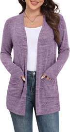 Marielle Lightweight Open-Front Long Cardigan with Pockets for Everyday Layering