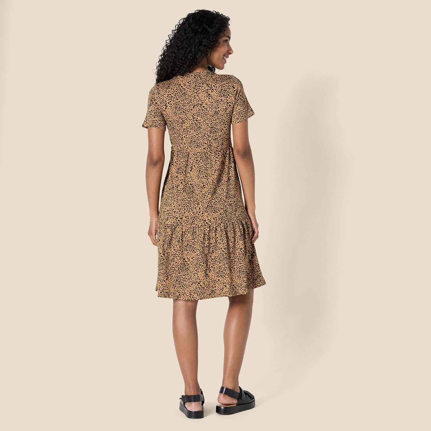 Béatrice Women's Cotton Tiered Mini Dress with Short Sleeves & Crew Neck