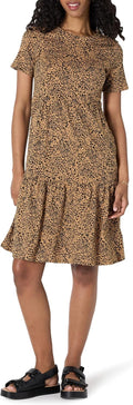 Béatrice Women's Cotton Tiered Mini Dress with Short Sleeves & Crew Neck
