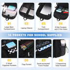 Rosalie 17-Inch Heavy-Duty Mesh School Backpack with Padded Straps and Multiple Pockets