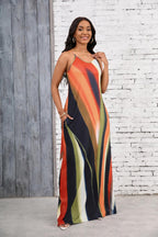 Amaris Women's Sleeveless Floral Maxi Dress with Spaghetti Straps & Side Pockets