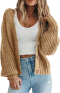 Percy Women's Oversized Knit Cardigan – Deep V-Neckline, Button-Up Front & Chunky Knit