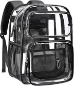 Isolde 17-Inch Heavy-Duty Clear School Backpack with Padded Straps and Laptop Fit
