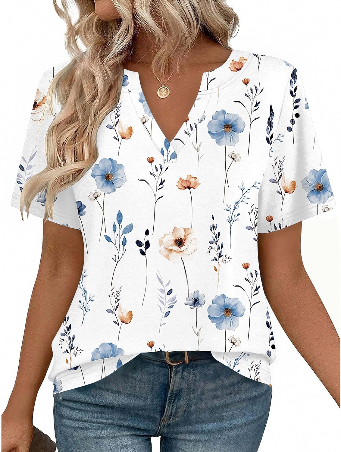 Odeline Women's High-Low V-Neck Blouse with Flutter Short Sleeves