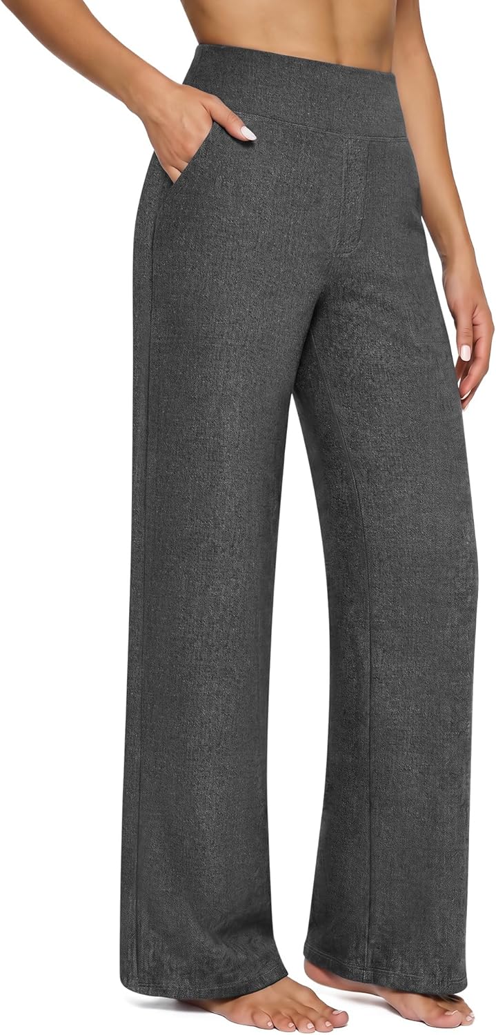 Émilienne Women's High-Waisted Wide Leg Performance Pants with Pockets