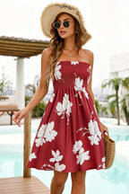 Novalie Women's Strapless Boho Sundress with Floral Print, Elastic Bodice & A-Line Skirt