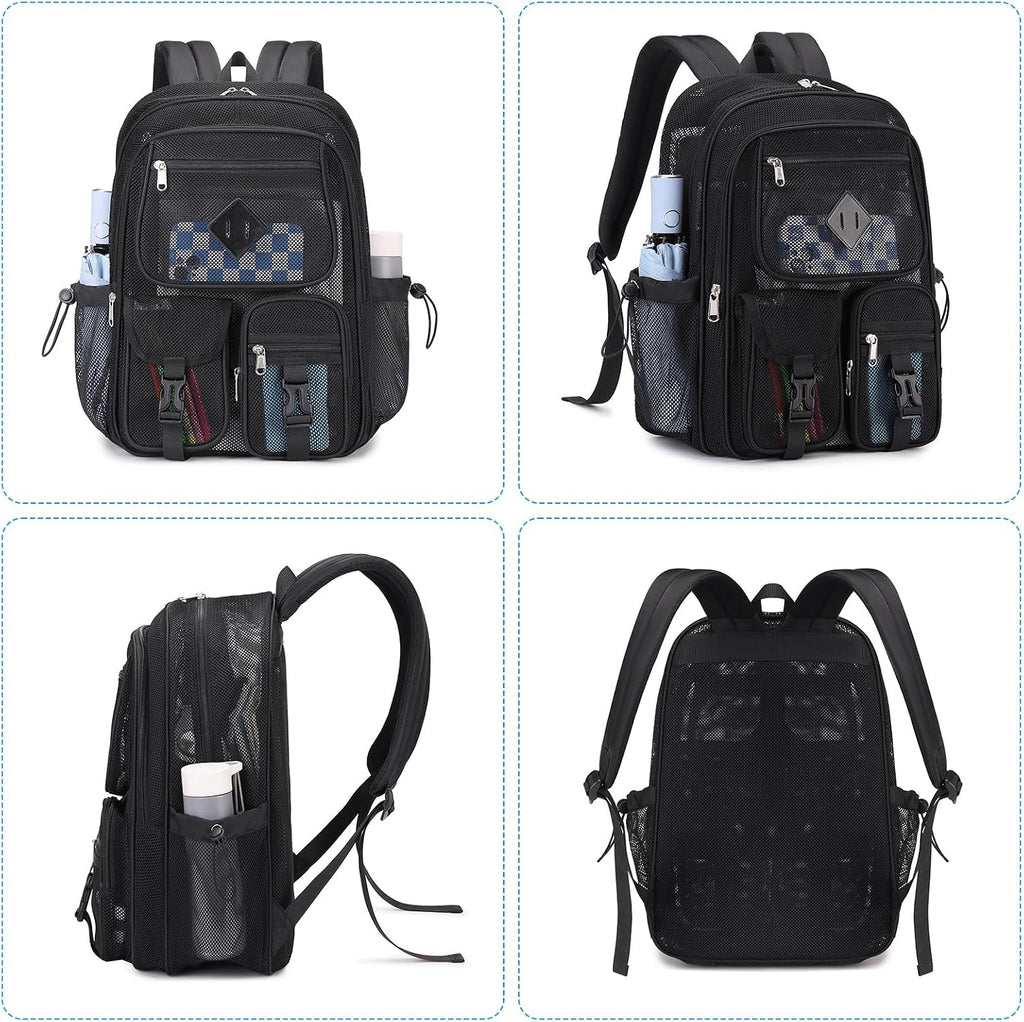 Rosalie 17-Inch Heavy-Duty Mesh School Backpack with Padded Straps and Multiple Pockets