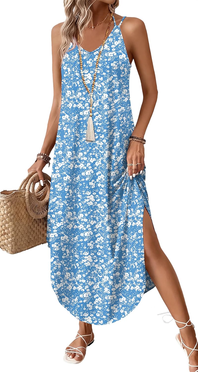 Liora Women's Halter Neck Maxi Dress with Curved Hem & Flowy Silhouette
