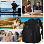 Jasper 30L Black Laptop Backpack with Anti-Theft Pocket and Padded Travel Straps