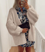 Sabrina - Oversized Open Front Chunky Knit Cardigan with Lantern Sleeves for Women