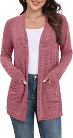 Marielle Lightweight Open-Front Long Cardigan with Pockets for Everyday Layering
