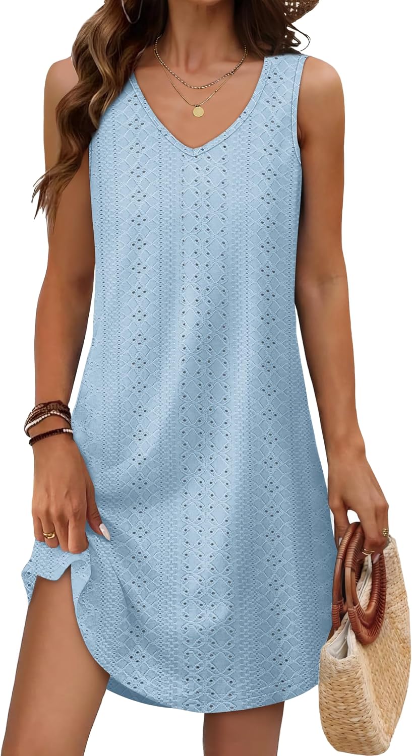 Maelynn Floral Sleeveless V-Neck Mini Dress with Curved Hem for Summer Beach Days