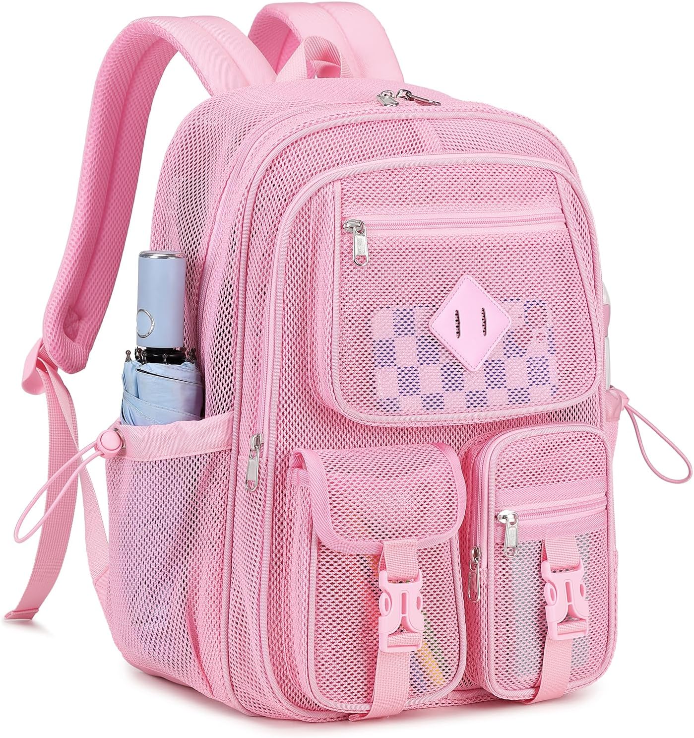 Rosalie 17-Inch Heavy-Duty Mesh School Backpack with Padded Straps and Multiple Pockets
