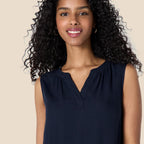 Élodine Women's Sleeveless Popover Shift Dress with Band Collar