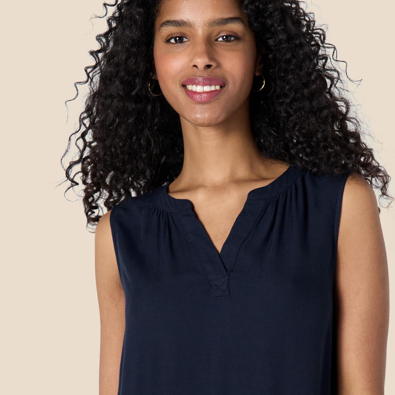 Élodine Women's Sleeveless Popover Shift Dress with Band Collar