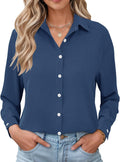 Ellie Women's Gingham Shirt – Button-Up Front, Turn-Down Collar & Roll-Up Sleeves