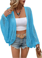 Odette - Oversized Crochet Knit Open Front Cardigan for Women Beach Cover Up Sweater