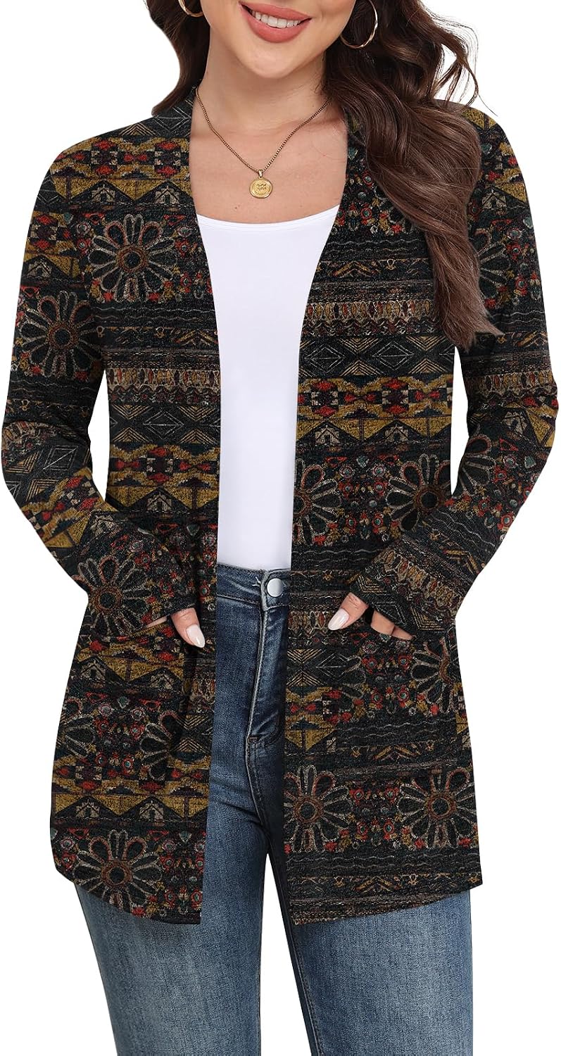 Marielle Lightweight Open-Front Long Cardigan with Pockets for Everyday Layering